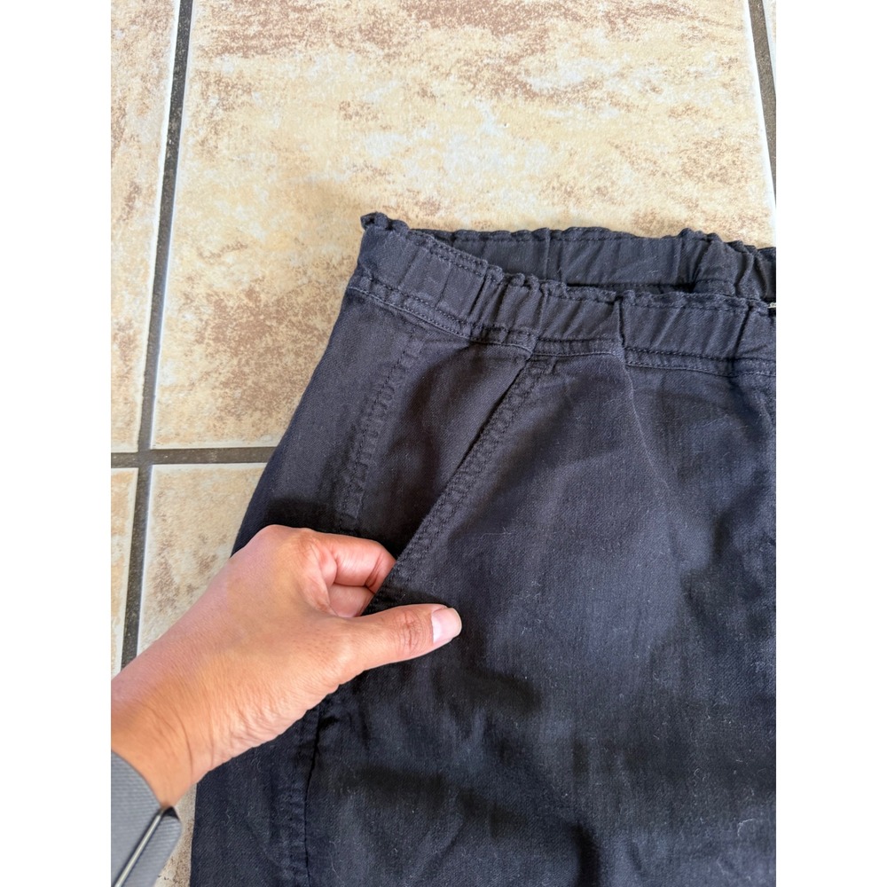 Eileen Fisher Black Organic Cotton Lantern Pants Womens XL Elastic Waist Tapered - Picture 2 of 8